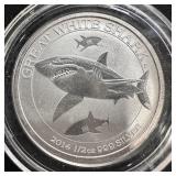 2014- 1/2 oz Fine Silver Great White Shark