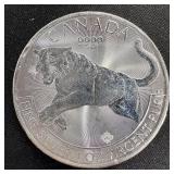 2016 1 oz Fine Silver Canadian Lynx ï¿½ $5 BU