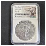 2020 American Silver Eagle Michigan State  MS70