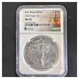 2020 American Silver Eagle Arizona State MS70