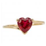 Heart Cut Ruby Solitaire Crossover Gold Ring