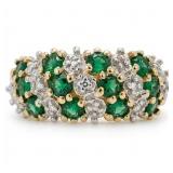 Emerald & Diamond Cocktail Yellow Gold Ring