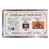 American Certified Bullion 1-Grain 24k Gold Cert