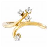 White Sapphire Crossover Ring 14k Yellow Gold