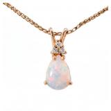 1 Carat Opal & Diamond Pendant 14k Gold