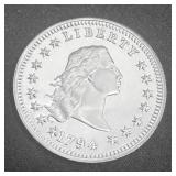 1 oz Fine Silver Flowing Hair Dollar Tribute