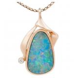 Australian Boulder Opal & Diamond Pendant 14k