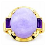 Lavender Jade &  Amethyst Ring 18k Gold