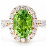 Green Sapphire & Diamond Halo Ring 14k NR