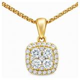 Diamond Halo Pendant 14k Yellow Gold