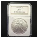2007 American Silver Eagle MS69- NGC