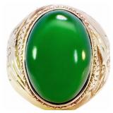 1 1/2 Carat Vintage Jade Dragon Ring 14k