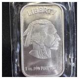 1 oz Fine Silver Bar  Buffalo Design, sealed