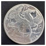 1 oz Fine Silver Round  2015 Pegasus Design