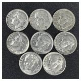 (8) Assorted 1980s Roosevelt Dimes