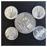 Set of (5) Silver Rounds  - 3.45 Troy Oz