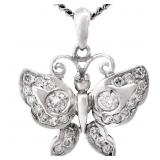 18k & Diamond Butterfly Pendant White Gold