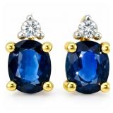Sapphire & Diamond Earrings 14k Yellow Gold