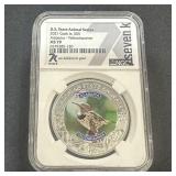 1 oz Fine Silver Colorized Silver Alabama MS70