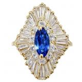 2.3 Carat Diamond & Sapphire Halo Ring 14k