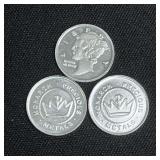 (3)- 1 gram Fine Silver Art Rounds - Assorted