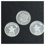 (3)- 1 gram Fine Silver Art Rounds - Assorted