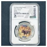 2021 Cook Silver Maine-Moose MS 70 NGC