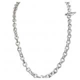 20' Chunky Silver Rolo Link Toggle Necklace