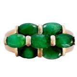 1+ Carat Emerald Cluster Ring Yellow Gold
