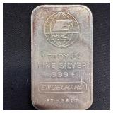 RARE! 1 oz Vintage Engelhard Fine Silver Bar