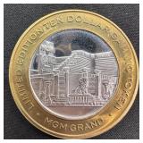 COLLECTIBLE- .60oz Silver MGM $10 Gaming Token