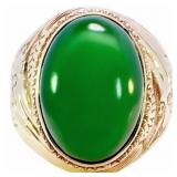 1 1/2 Carat Vintage Jade Dragon Ring 14k
