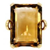 6+ Carat Smoky Topaz Gold Cocktail Ring