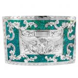 Ornate Turquoise Longhorn Steer Cuff Bracelet