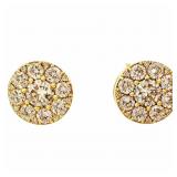 Classic Diamond Halo Stud Earrings Yellow Gold