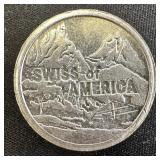 1 oz Fine Silver Round  Swiss of America