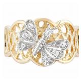 Intricate Butterfly Diamond Wide Band Ring 14k