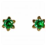 Green Spinel Solitaire Earrings Yellow Gold
