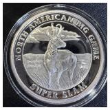1 oz Fine Silver Round N. American Big Game Series