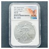 2021 American Silver Eagle MS 70 South Dakota NGC