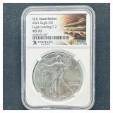 2021 American Silver Eagle Indiana MS 70 NGC
