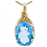 3.5+ Carat Swiss Blue Topaz Gold Pendant