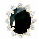1 CTW Sapphire & Diamond Halo Ring 14k Gold