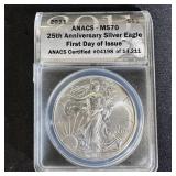 2011 American Silver Eagle 25th Ann. 1st Day MS70
