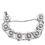 Vintage Floral Link Bracelet Sterling