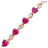 2+ Carat Ruby Heart Link Gold Bracelet