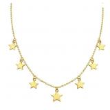 Mirror Finish Star Station Necklace 14k Gold