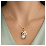 Pearl Trilogy Swirl Necklace 18k Yellow Gold