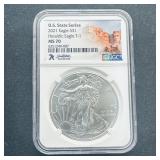 2021 American Silver Eagle MS 70 South Dakota NGC