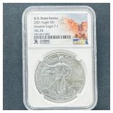 2021 American Silver Eagle MS 70 South Dakota NGC